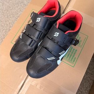 Peloton Black Cycling Shoes with Red Lining